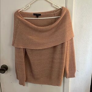 Say What? Tan Off-the-Shoulder Sweater Medium